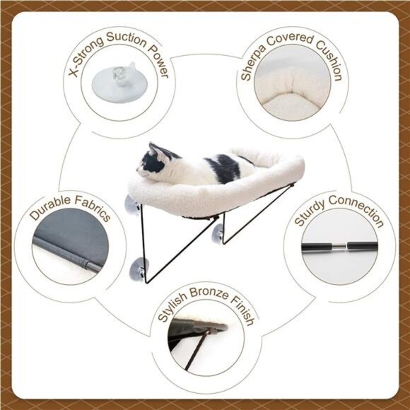 Cat Window Perch - 100% Metal Supported from Below -Comes with Warm Spacious Bed - Picture 4 of 14